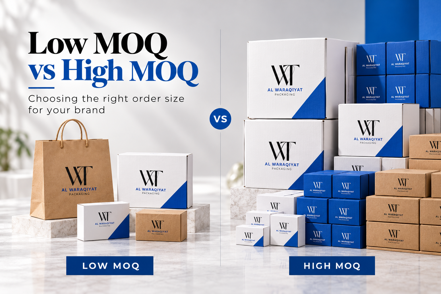Small batch and bulk packaging order comparison