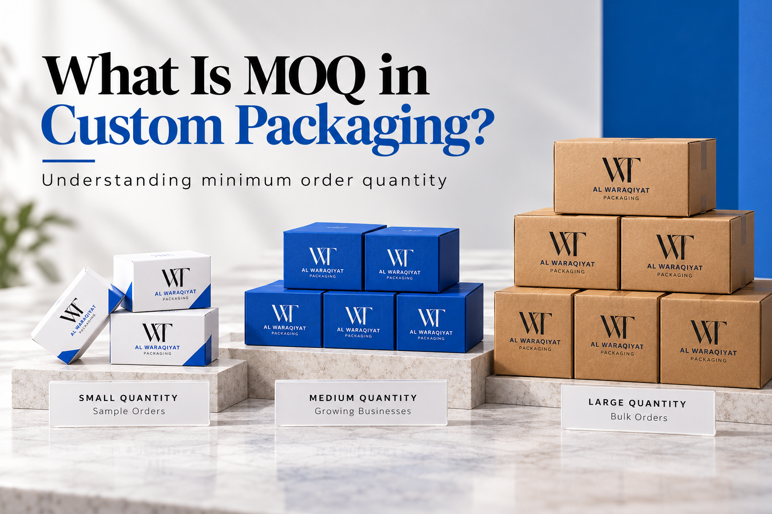 Different quantities of custom packaging boxes